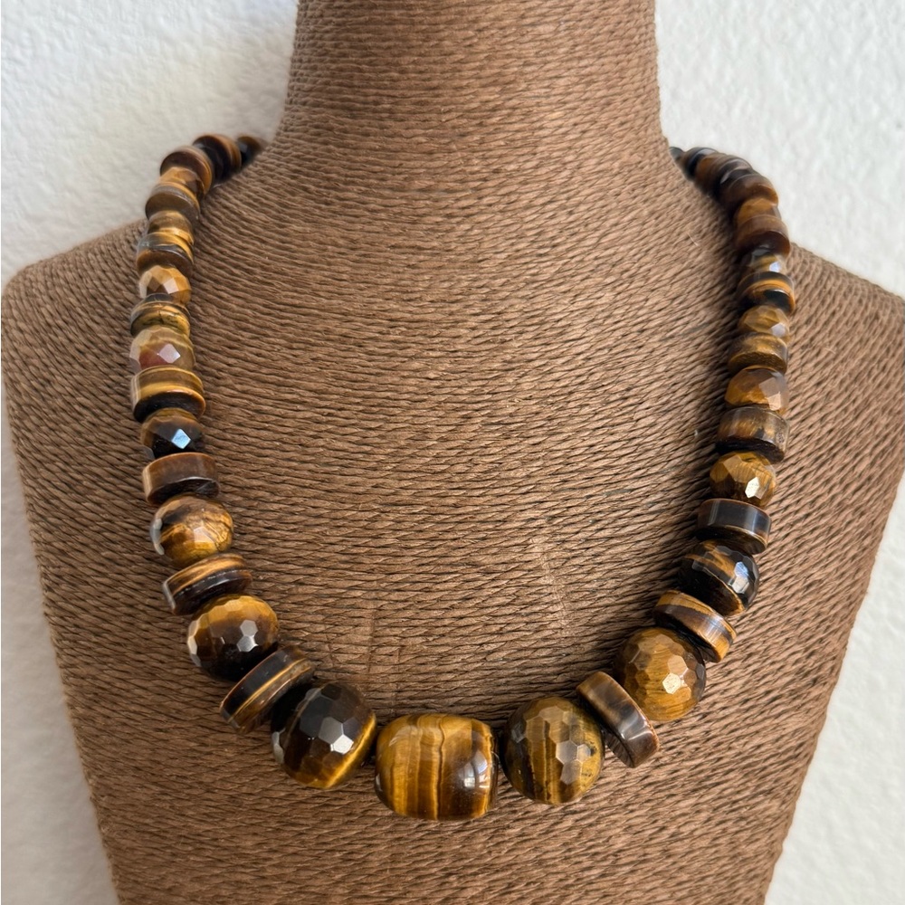 Jay King Tiger Eye Bead and Sterling Silver Necklace